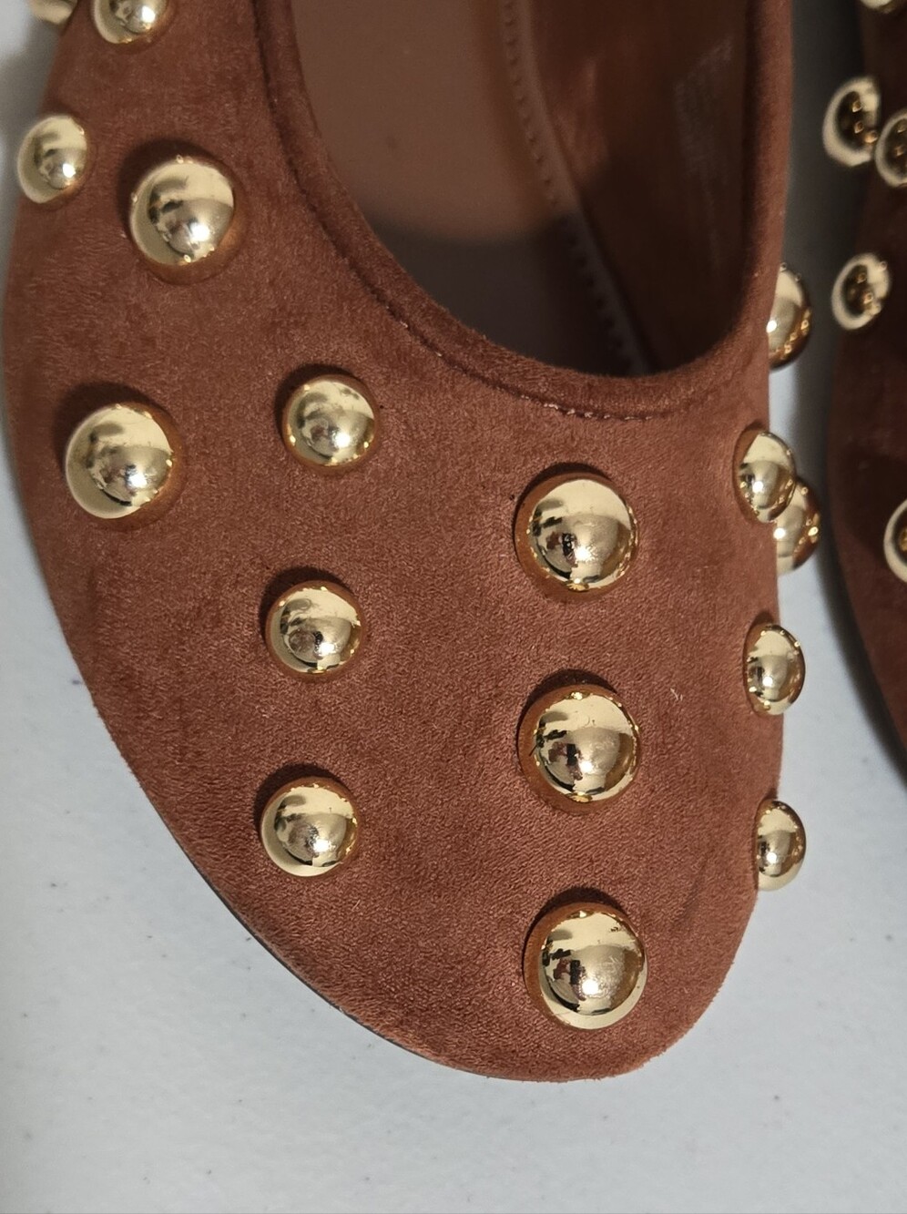 Abound Rust Brown Suede Ballet Flats with Gold Studs Size 9 - Picture 9 of 9